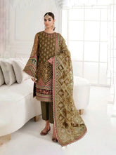 BAROQUE CHIFFON HEAVILY EMBROIDERY WITH HAND EMBELLISHMENTS WORK 3 PIECE