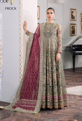 Baroque Soft Net Heavily Embroidery Maxi Dress