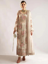 Hussain Rehar Ivory White Organza Dress Heavily Embroidered by aizah store