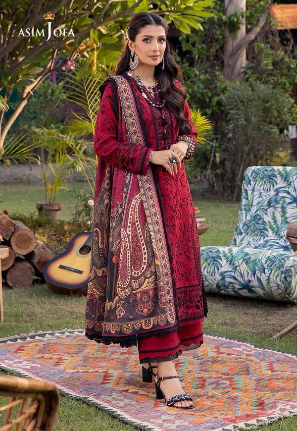 ASIM JOFA LAWN EMBROIDERY DRESS 3 PIECE UNSTITCHED
