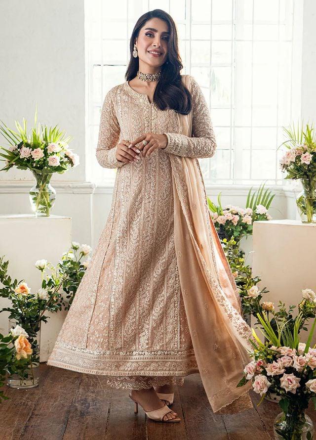 AZURE EMBROIDERY CHIFFON DRESS 3 PIECE