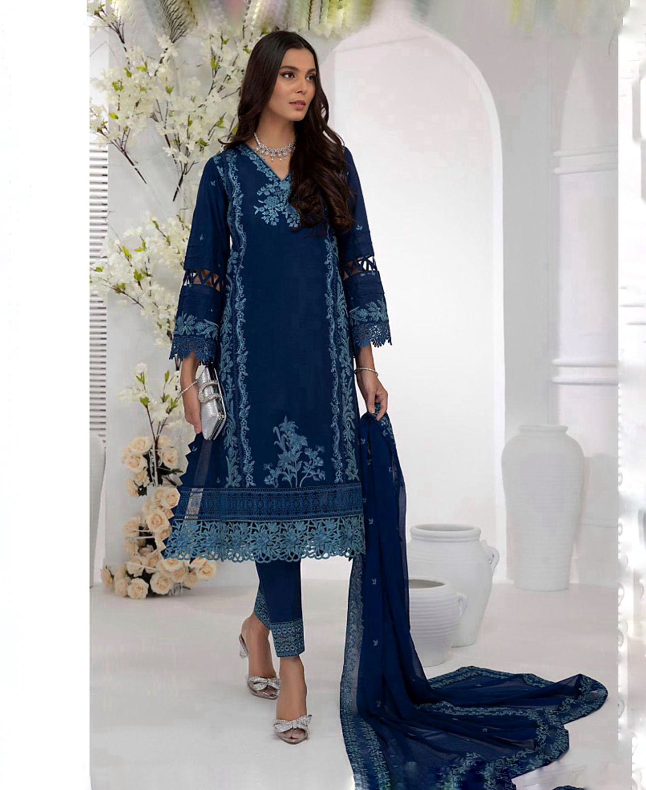 AZURE LAWN EMBROIDERY DRESS 3 PIECE UNSTITCHED