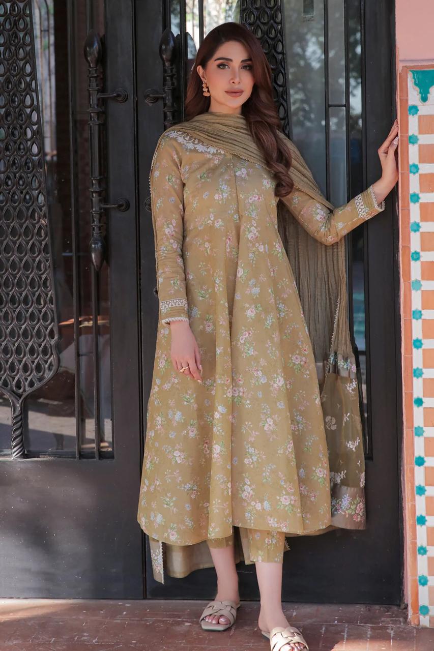 BAROQUE LAWN PRINTED EMBROIDERY DRESS 3 PIECE UNSTITCHED
