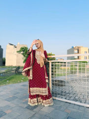 HASEENS SOFT CHIFFON EMBROIDERY GHARARA COLLECTION 2354