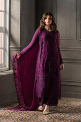 AZURE EMBROIDERY CHIFFON DRESS 3 PIECE