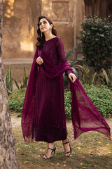 AZURE EMBROIDERY CHIFFON DRESS 3 PIECE