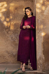 AZURE EMBROIDERY CHIFFON DRESS 3 PIECE