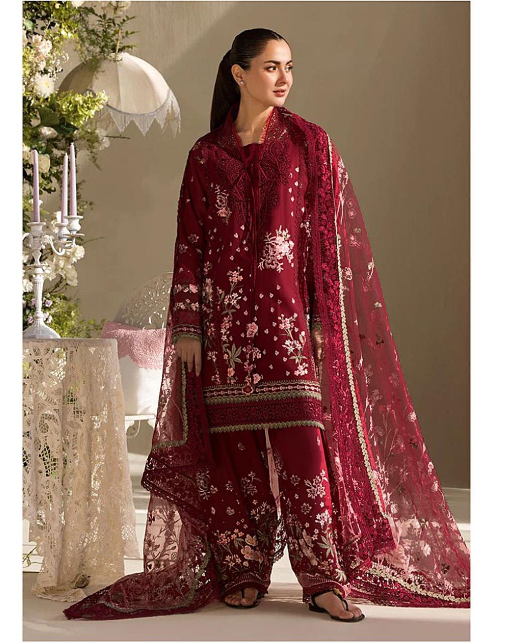 HUSSAIN REHAR DHANAK EMBROIDERY DRESS 3 PIECE 2366