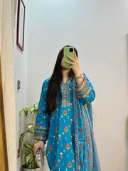 AIZAH LAWN EMBROIDERY DRESS 3 PIECE