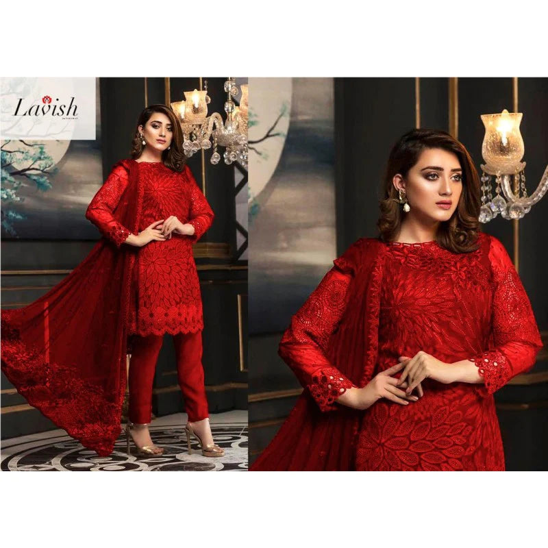 Aizah S67: Lawn Embroidery Dress 3Ps With Bamber Chiffon Dupatta