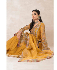 Maria B Organza Collection Mustard yellow Unstitched Embroidery organza Dresses