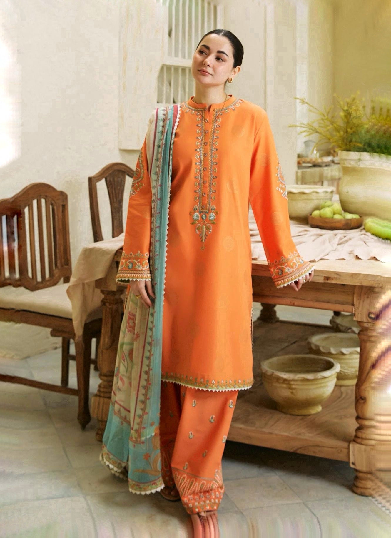 ZARA  SHAHJAHAN EID COLLECTION LAWN EMBROIDERY DRESS 3 PIECE UNSTITCHED
