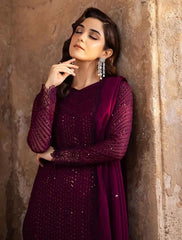 AZURE EMBROIDERY CHIFFON DRESS 3 PIECE