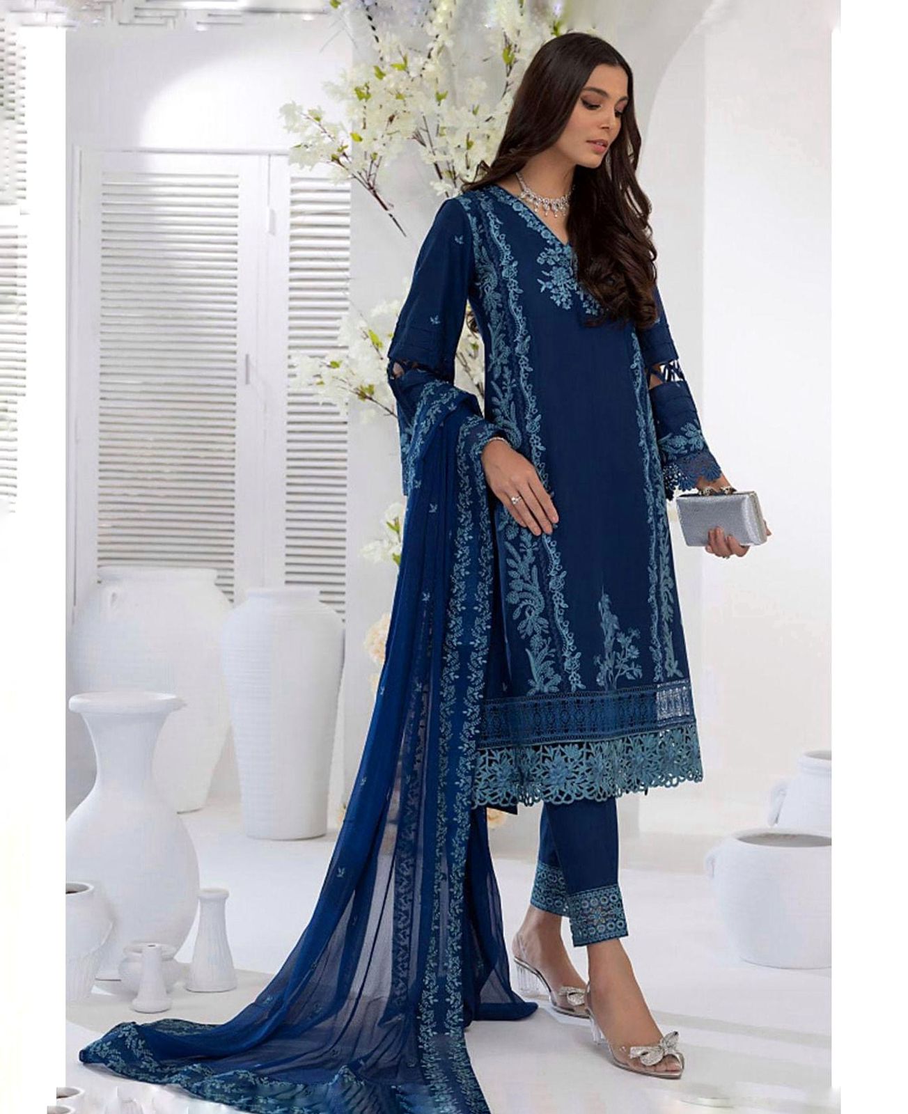 AZURE LAWN EMBROIDERY DRESS 3 PIECE UNSTITCHED