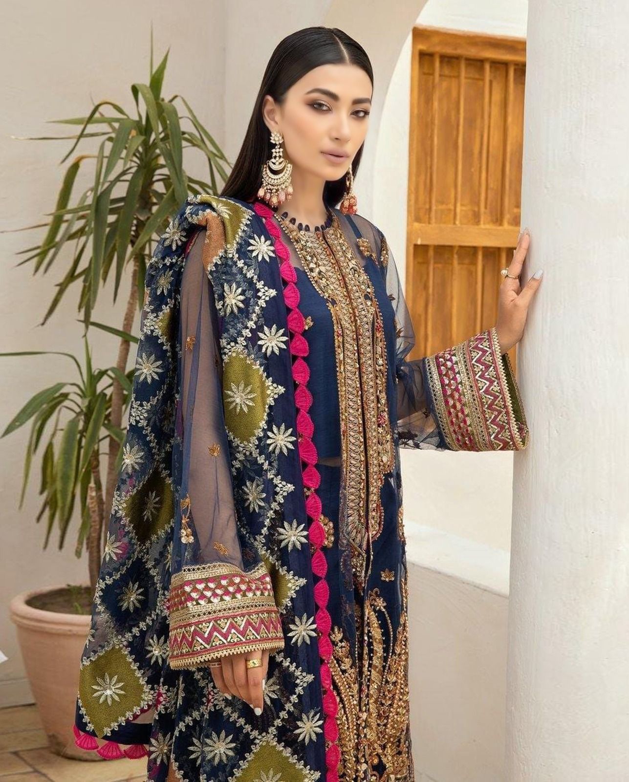 MARYAM HUSSAIN SOFT ORGANZA HEAVILY EMBROIDERY WITH HAND EMBELLISHMENTS WORK 3 PIECE