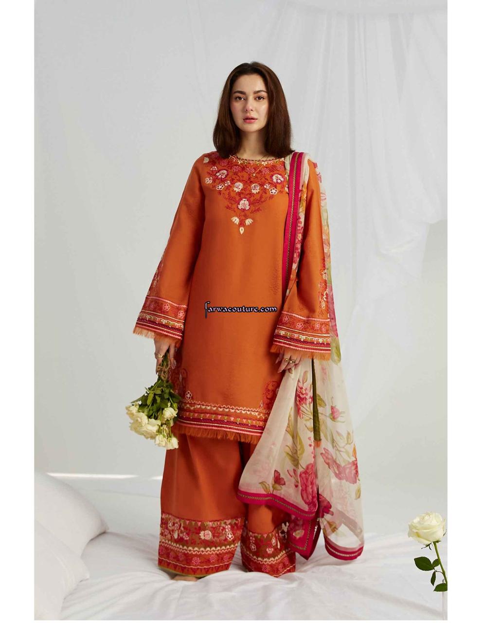 ZARA SHAHJAHAN EID COLLECTION LAWN EMBROIDERY DRESS 3 PIECE UNSTITCHED