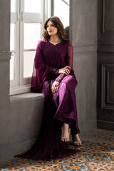 AZURE EMBROIDERY CHIFFON DRESS 3 PIECE