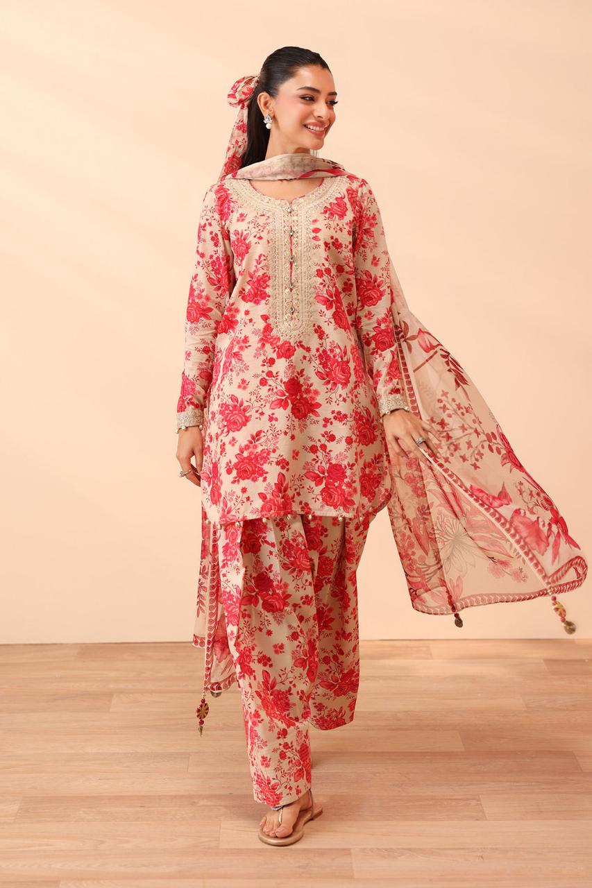 MARIA B KHADDAR PRINTED EMBROIDERY DRESS 3 PIECE 2396