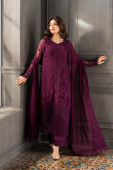 AZURE EMBROIDERY CHIFFON DRESS 3 PIECE