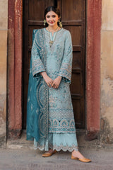 ice blue imrozia Pakistani embroidered organza dresses by Aizah store