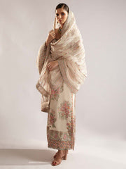 Hussain Rehar  ivory white organza dress 3pcs suit designs by aizah store